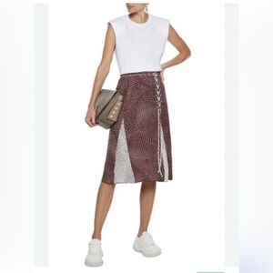 Rag & Bone Didre lace up side slit skirt (12) color : Merlot and cream